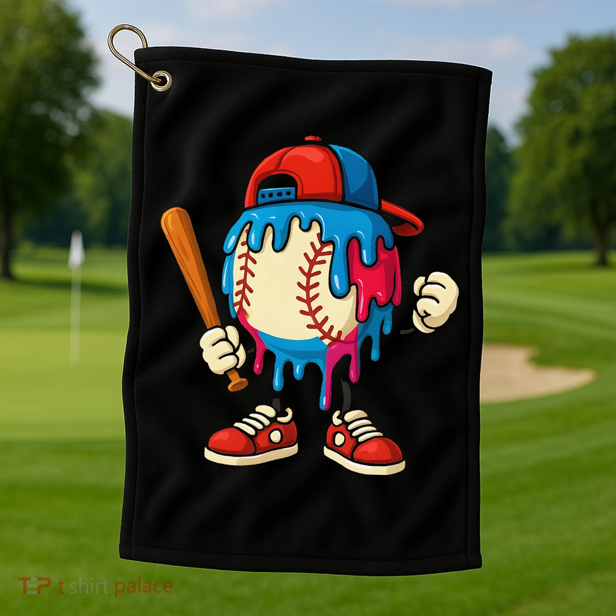 Baseball Ice Cream Drip Sport Game Day Gift Golf Towel