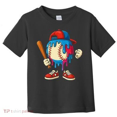 Baseball Ice Cream Drip Sport Game Day Gift Toddler T-Shirt
