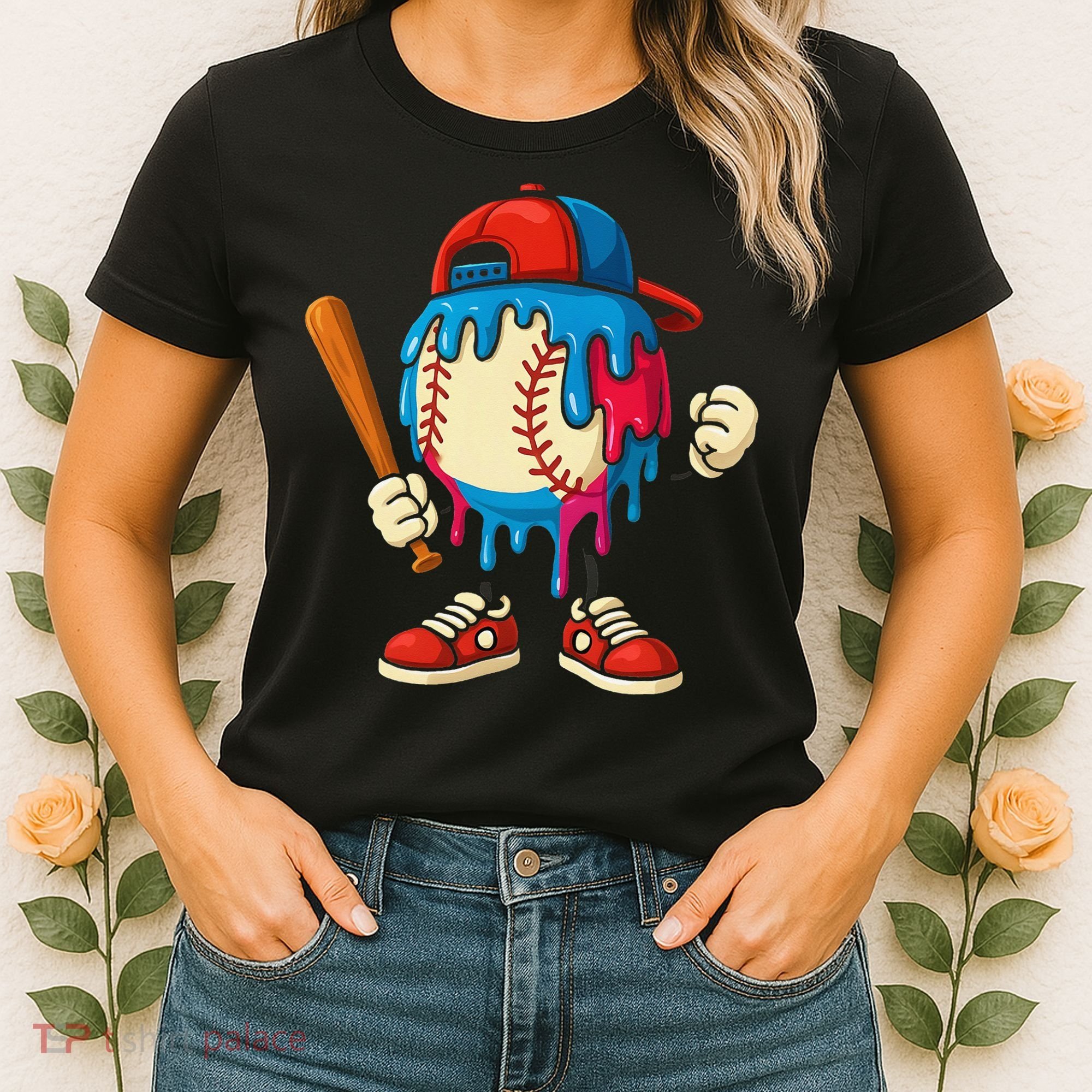 Baseball Ice Cream Drip Sport Game Day Gift Women's T-Shirt
