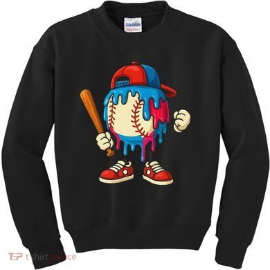 Baseball Ice Cream Drip Sport Game Day Gift Kids Sweatshirt