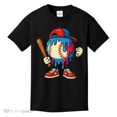 Baseball Ice Cream Drip Sport Game Day Gift Kids T-Shirt