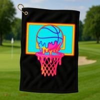 Basketball Ice Cream Drip Golf Towel thumb 1
