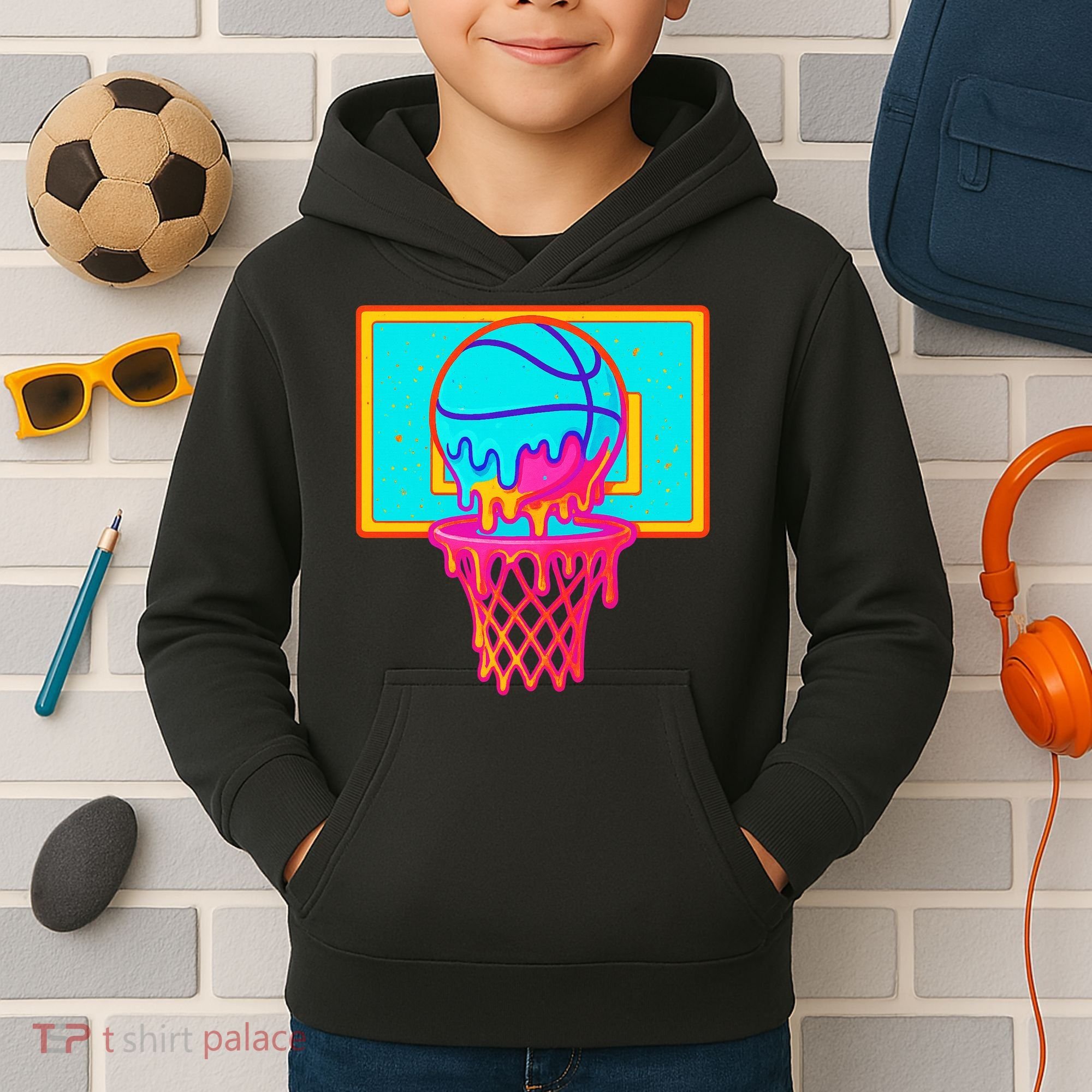 Basketball Ice Cream Drip Kids Hoodie