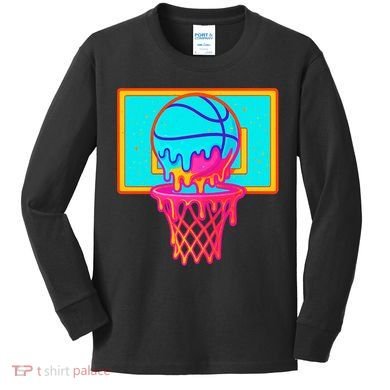 Basketball Ice Cream Drip Kids Long Sleeve Shirt