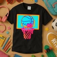 Basketball Ice Cream Drip Kids T-Shirt thumb 3