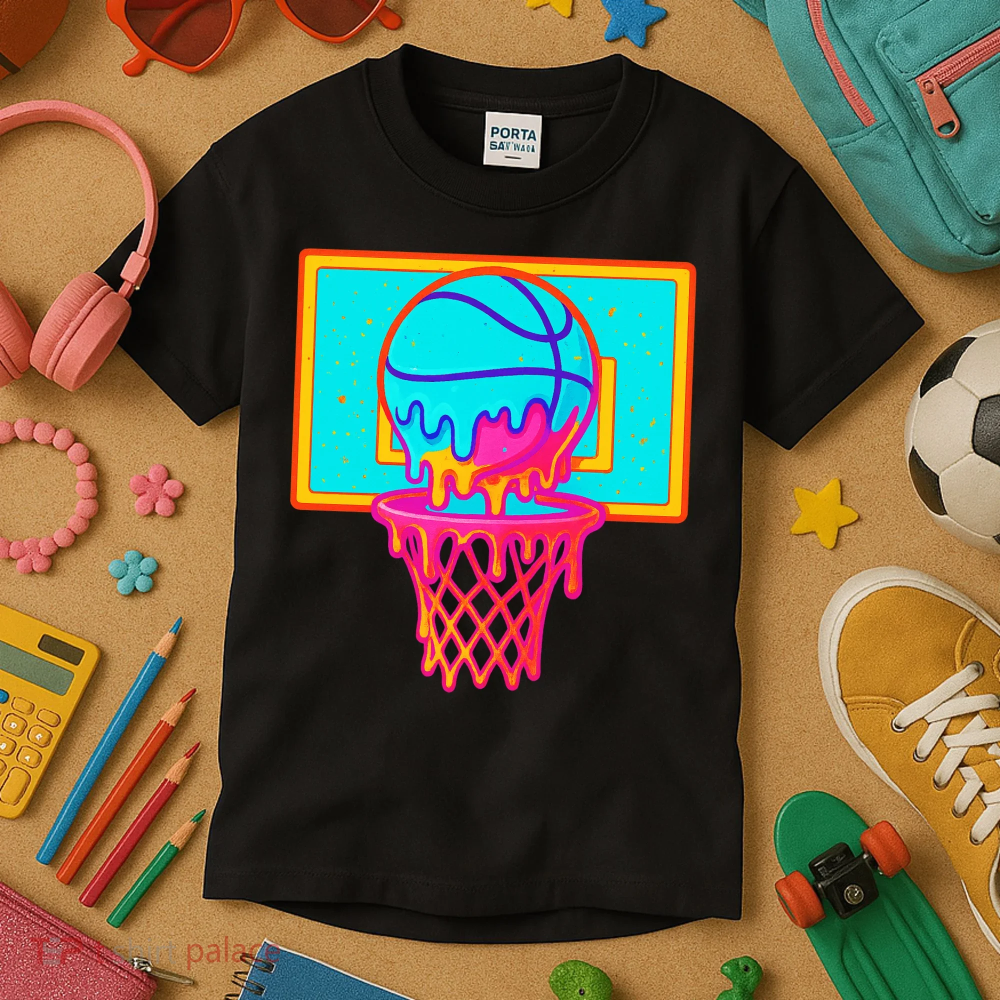 Basketball Ice Cream Drip Kids T-Shirt
