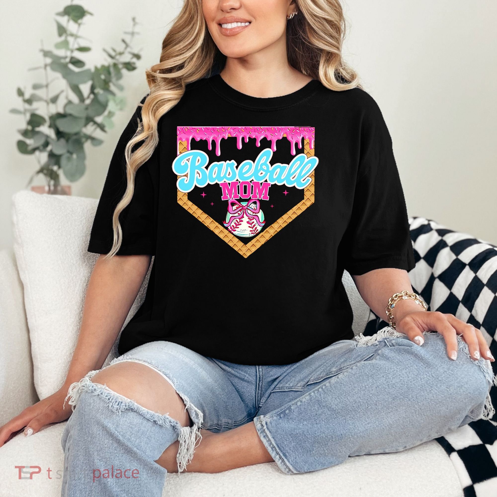 Baseball Ice Cream Drip Funny Sport Game Day Baseball Mom Comfort Colors T-Shirt