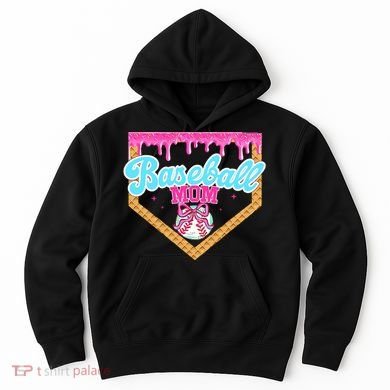 Baseball Ice Cream Drip Funny Sport Game Day Baseball Mom Hoodie