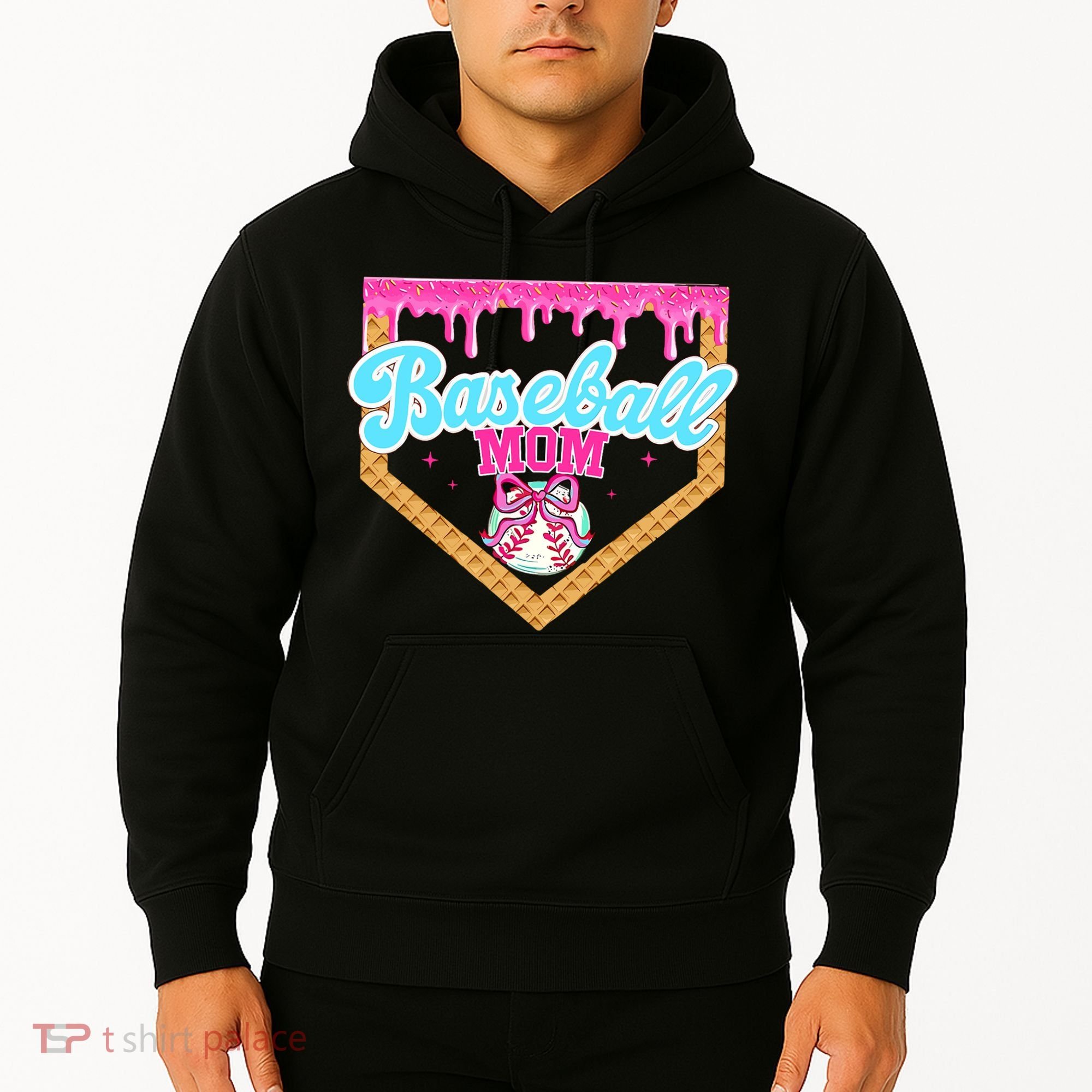Baseball Ice Cream Drip Funny Sport Game Day Baseball Mom Hoodie