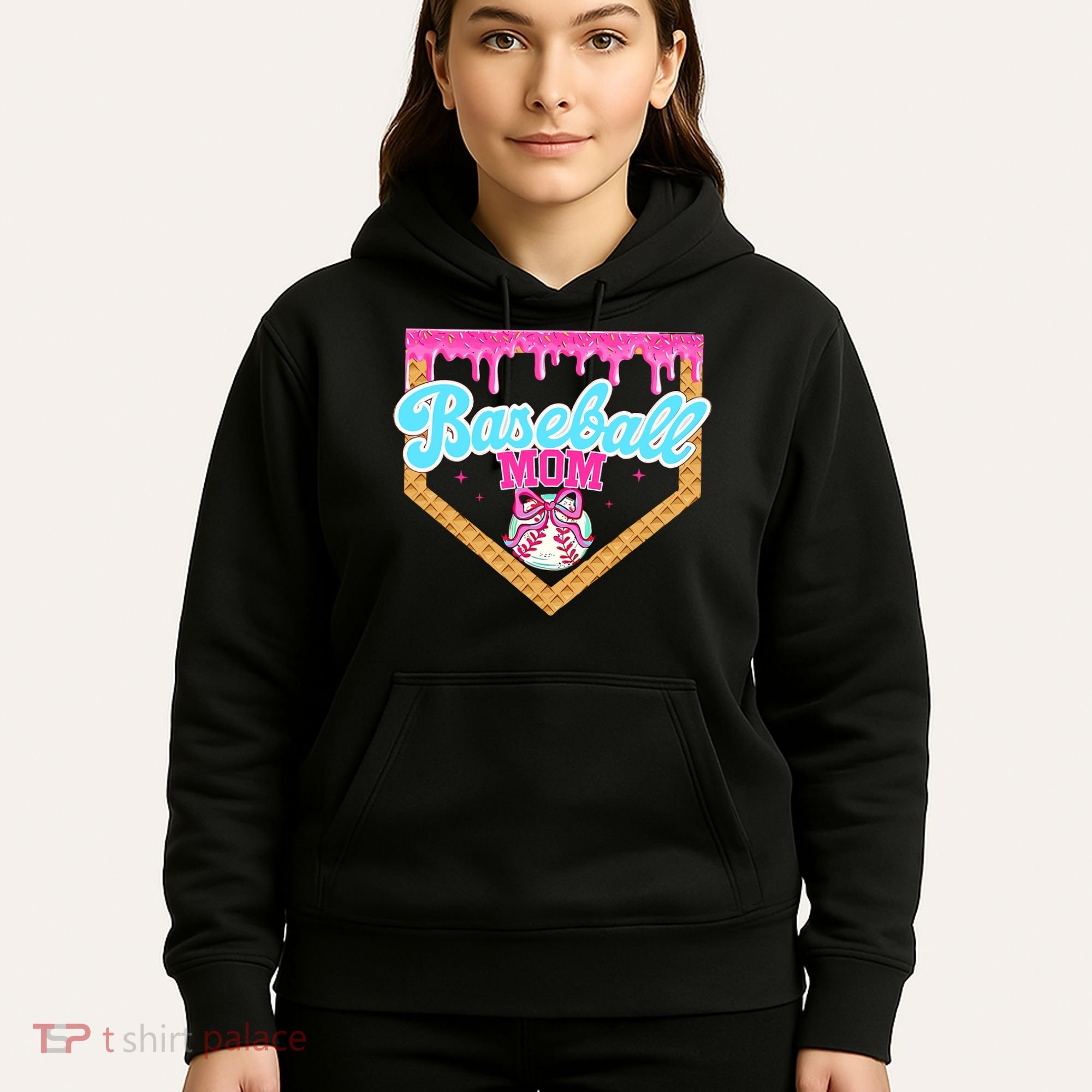 Baseball Ice Cream Drip Funny Sport Game Day Baseball Mom Hoodie