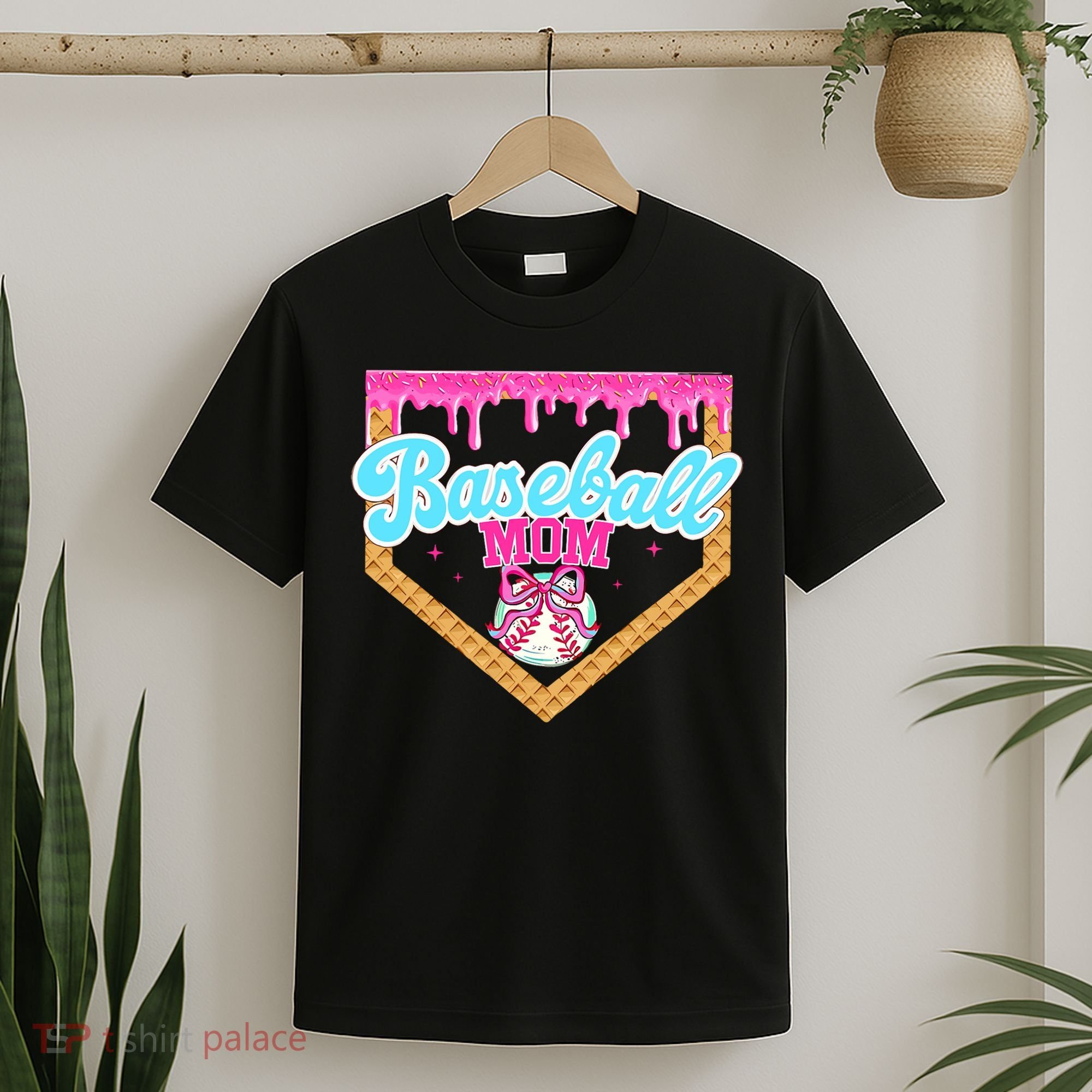 Baseball Ice Cream Drip Funny Sport Game Day Baseball Mom T-Shirt