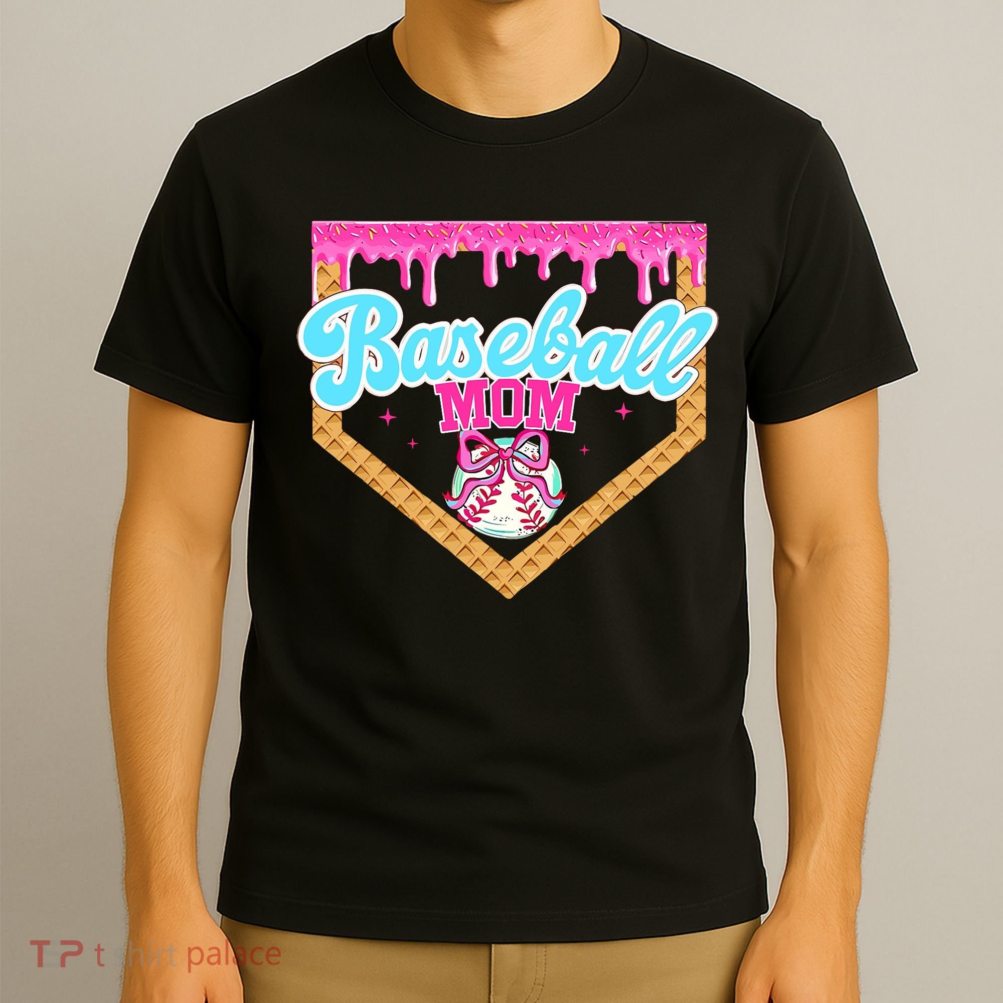 Baseball Ice Cream Drip Funny Sport Game Day Baseball Mom T-Shirt