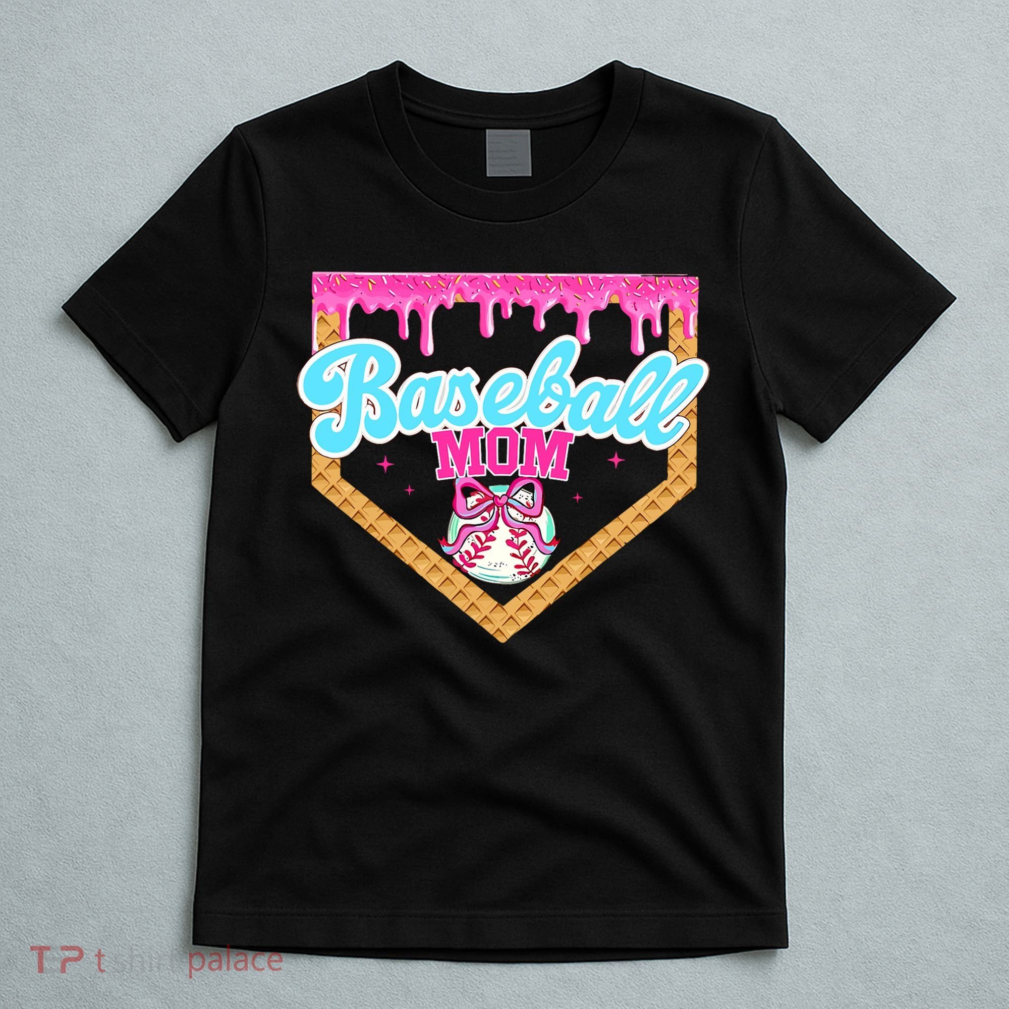 Baseball Ice Cream Drip Funny Sport Game Day Baseball Mom T-Shirt
