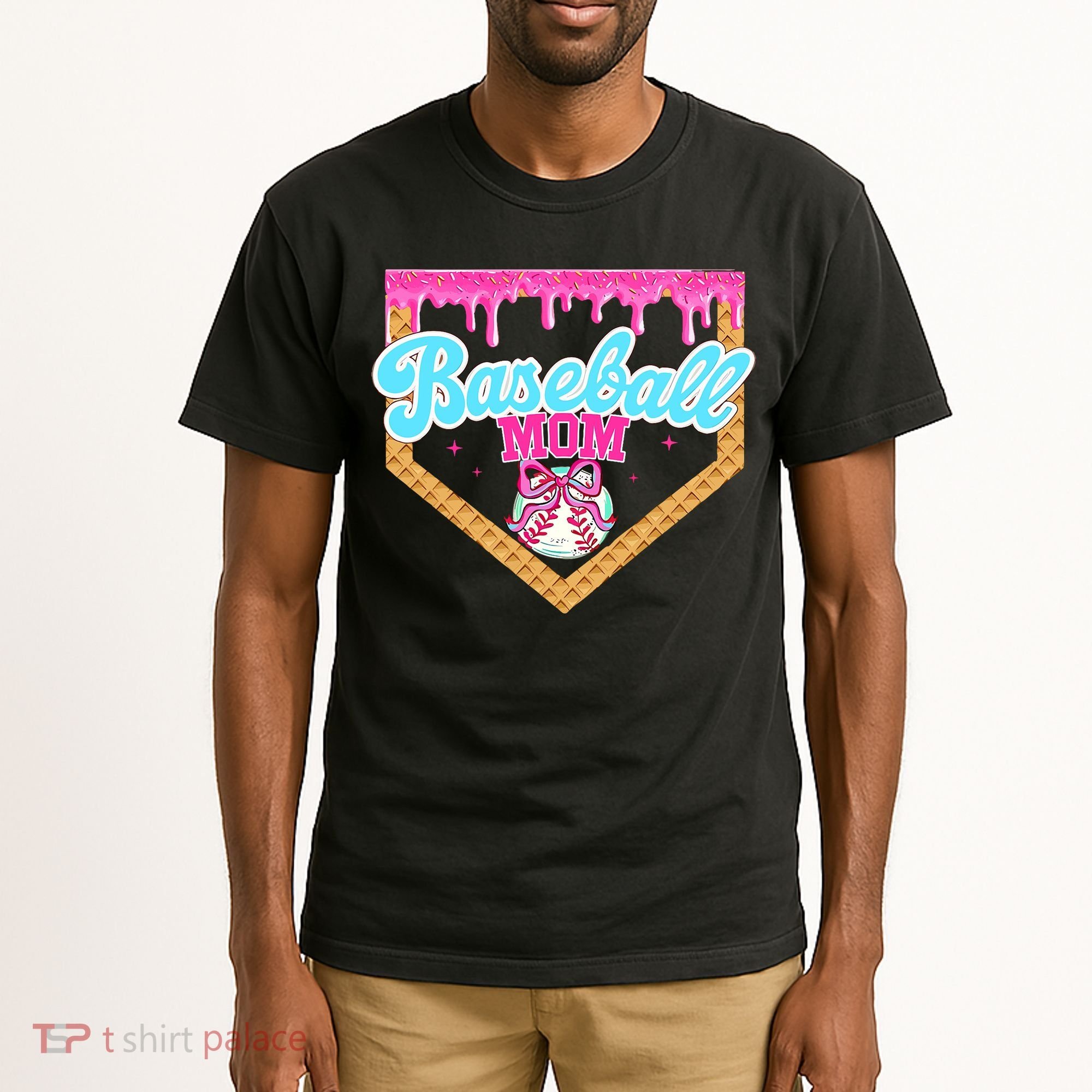 Baseball Ice Cream Drip Funny Sport Game Day Baseball Mom Tall T-Shirt