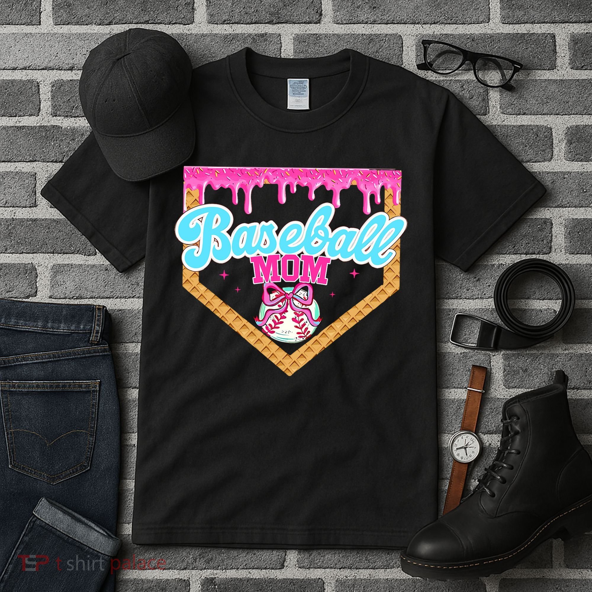 Baseball Ice Cream Drip Funny Sport Game Day Baseball Mom Tall T-Shirt