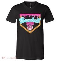 Baseball Ice Cream Drip Funny Sport Game Day Baseball Mom V-Neck T-Shirt thumb 0