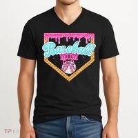 Baseball Ice Cream Drip Funny Sport Game Day Baseball Mom V-Neck T-Shirt thumb 2
