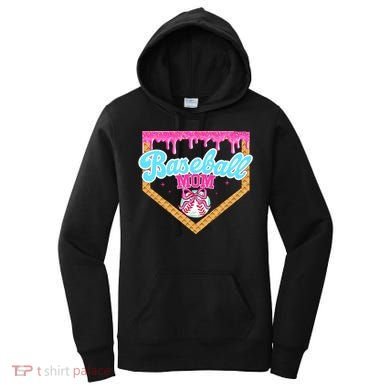 Baseball Ice Cream Drip Funny Sport Game Day Baseball Mom Women's Hoodie