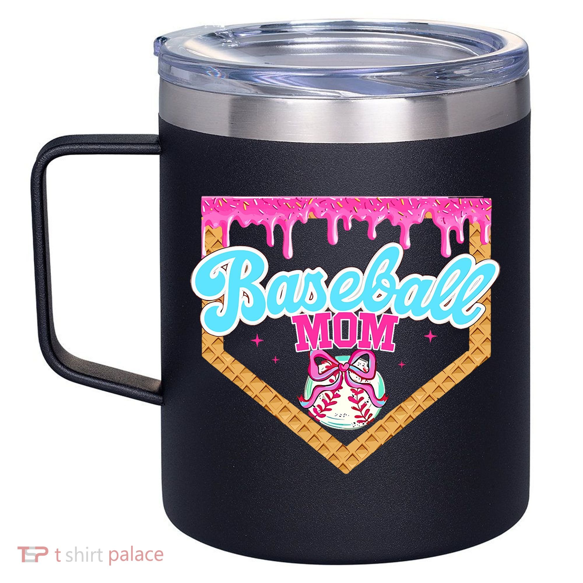 Baseball Ice Cream Drip Funny Sport Game Day Baseball Mom 12oz Stainless Steel Coffee Mug