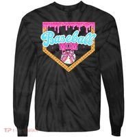 Baseball Ice Cream Drip Funny Sport Game Day Baseball Mom Tie-Dye Long Sleeve Shirt thumb 0