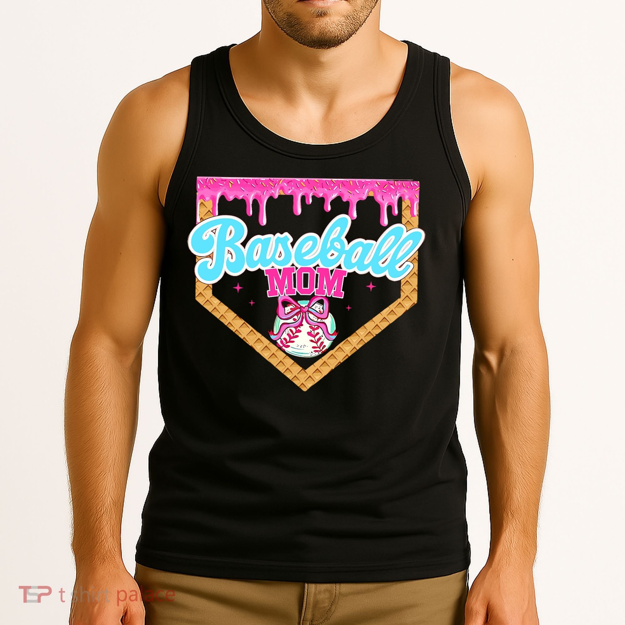 Baseball Ice Cream Drip Funny Sport Game Day Baseball Mom Tank Top