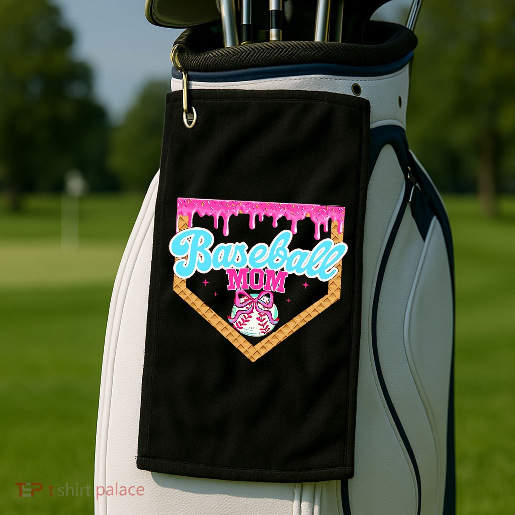 Baseball Ice Cream Drip Funny Sport Game Day Baseball Mom Golf Towel