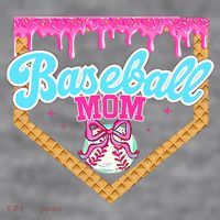 Baseball Ice Cream Drip Funny Sport Game Day Baseball Mom Women's Racerback Cropped Tank thumb 2