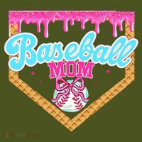 Baseball Ice Cream Drip Funny Sport Game Day Baseball Mom The Baniff Cuffed Pom Beanie thumb 2