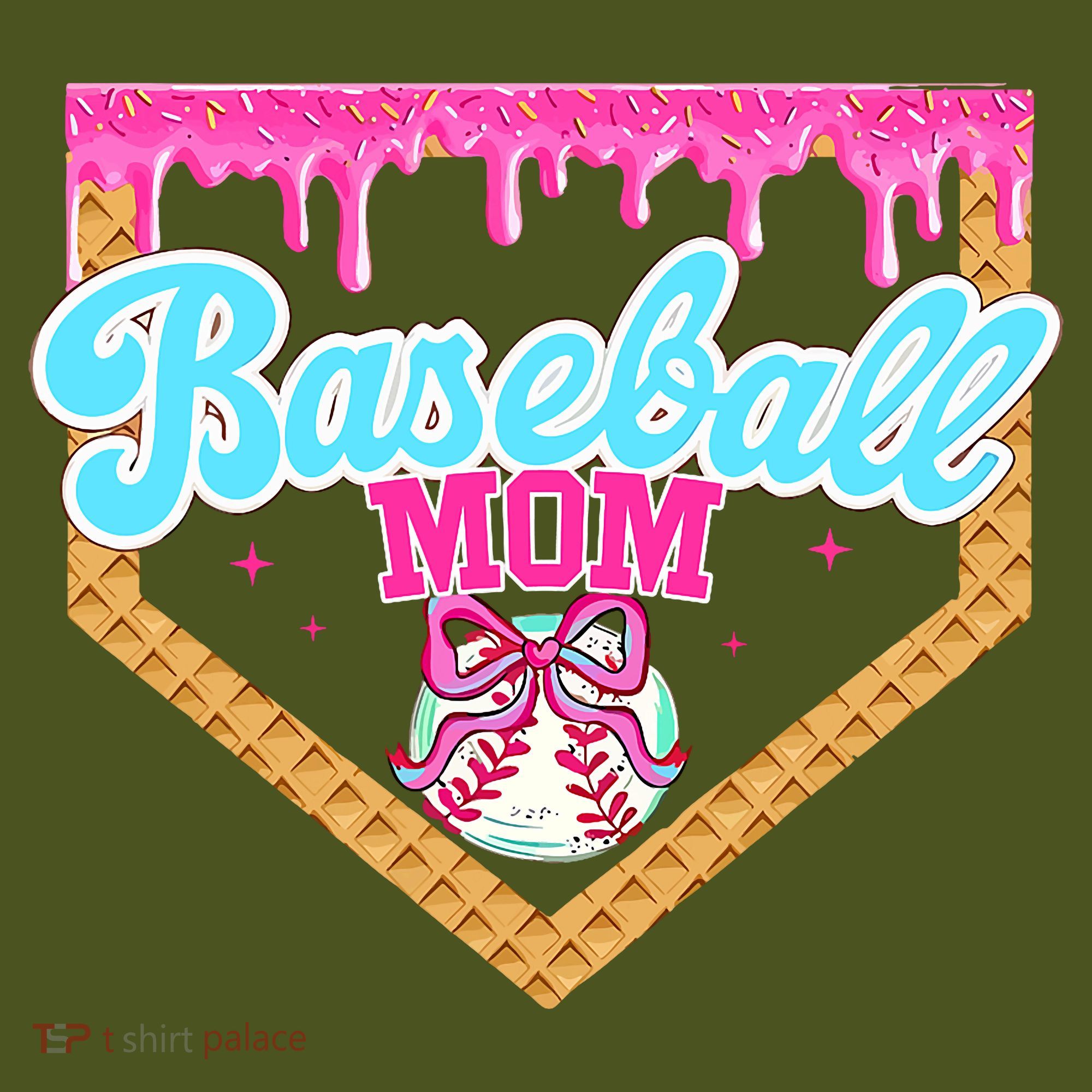 Baseball Ice Cream Drip Funny Sport Game Day Baseball Mom The Baniff Cuffed Pom Beanie
