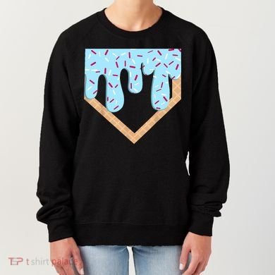 Baseball Ice Cream Dripping Baseball Home Plate Drip  Women's Sweatshirt