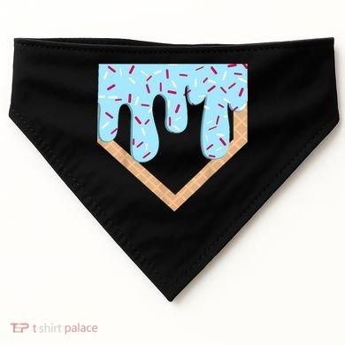 Baseball Ice Cream Dripping Baseball Home Plate Drip  USA-Made Doggie Bandana