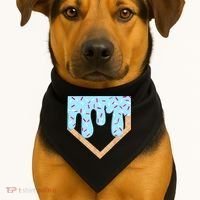 Baseball Ice Cream Dripping Baseball Home Plate Drip  USA-Made Doggie Bandana thumb 1