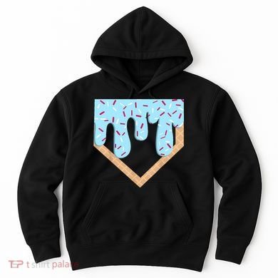 Baseball Ice Cream Dripping Baseball Home Plate Drip  Hoodie