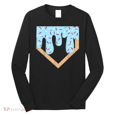 Baseball Ice Cream Dripping Baseball Home Plate Drip  Long Sleeve Shirt