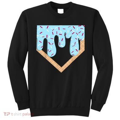 Baseball Ice Cream Dripping Baseball Home Plate Drip  Sweatshirt