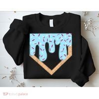 Baseball Ice Cream Dripping Baseball Home Plate Drip  Sweatshirt thumb 2