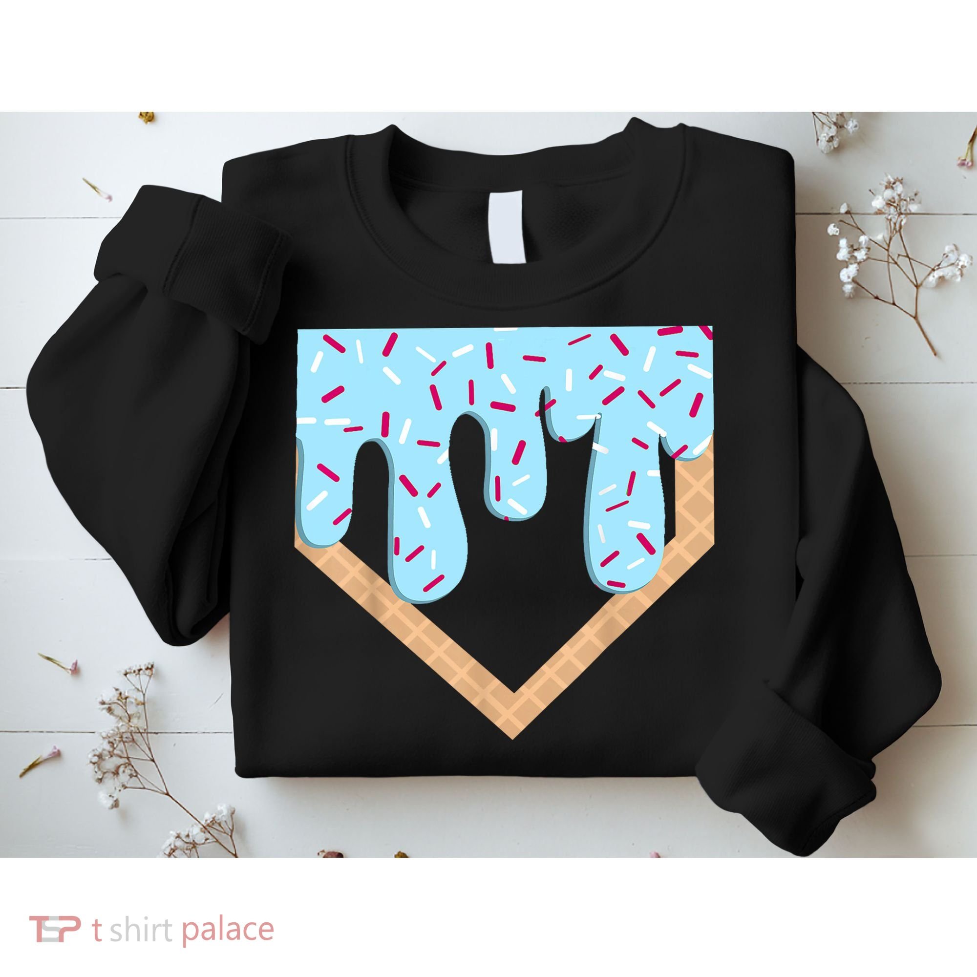 Baseball Ice Cream Dripping Baseball Home Plate Drip  Sweatshirt