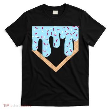 Baseball Ice Cream Dripping Baseball Home Plate Drip  T-Shirt