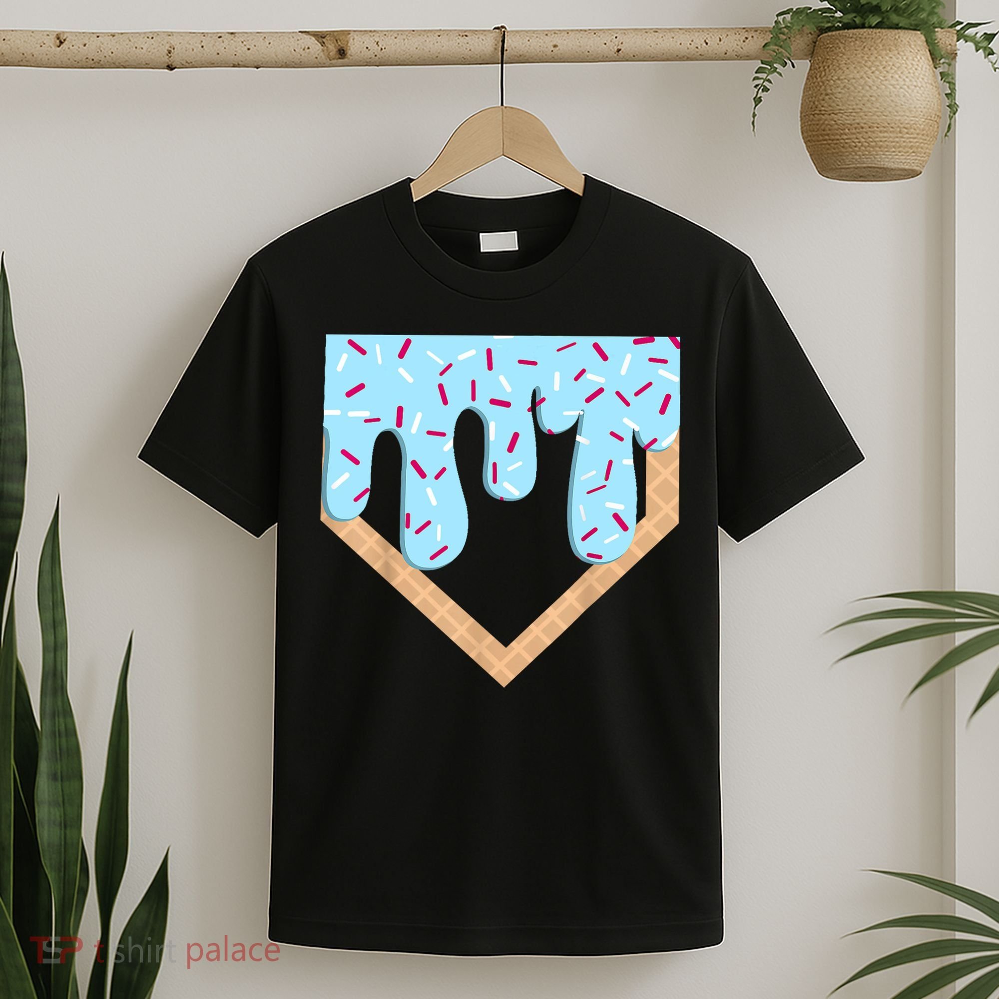 Baseball Ice Cream Dripping Baseball Home Plate Drip  T-Shirt