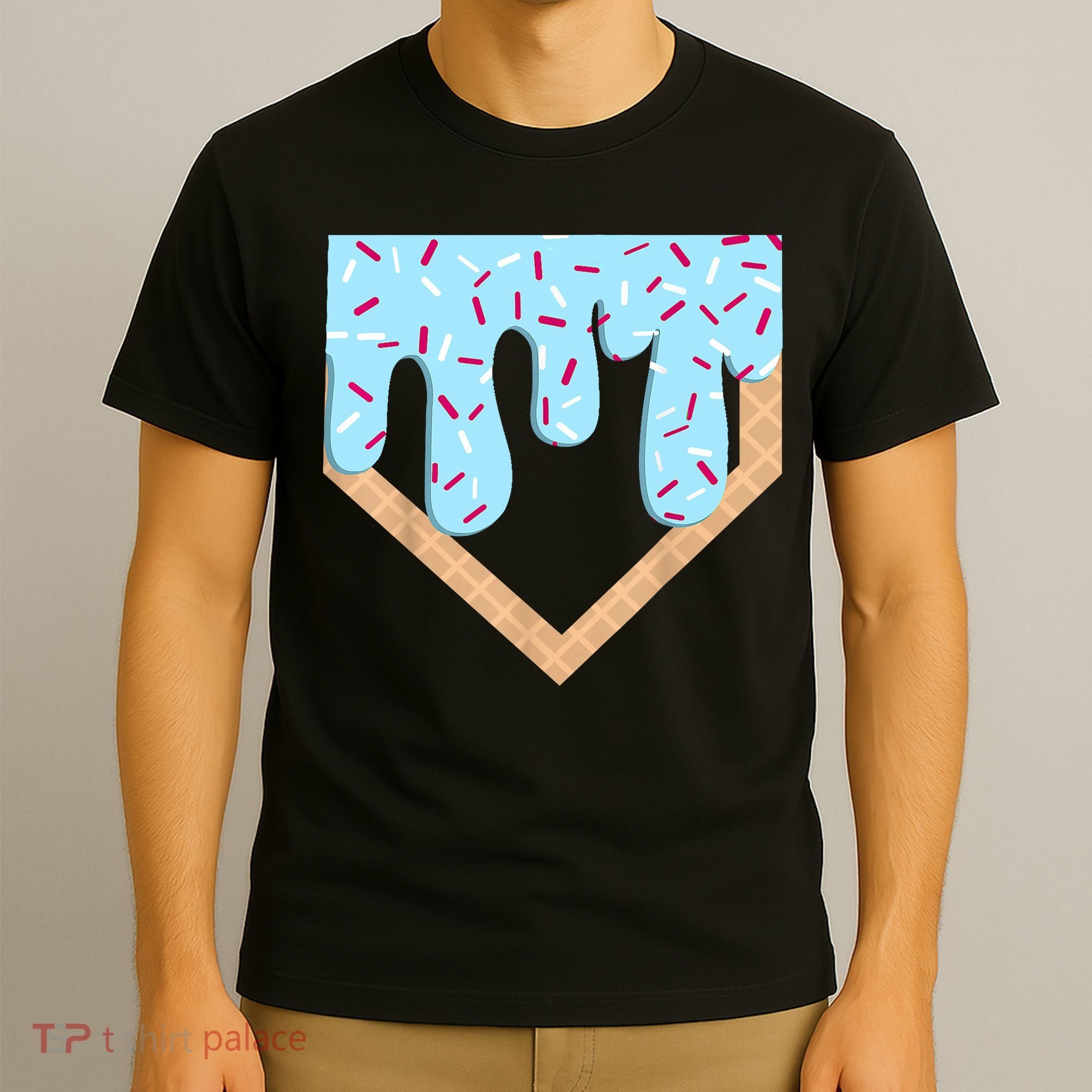 Baseball Ice Cream Dripping Baseball Home Plate Drip  T-Shirt