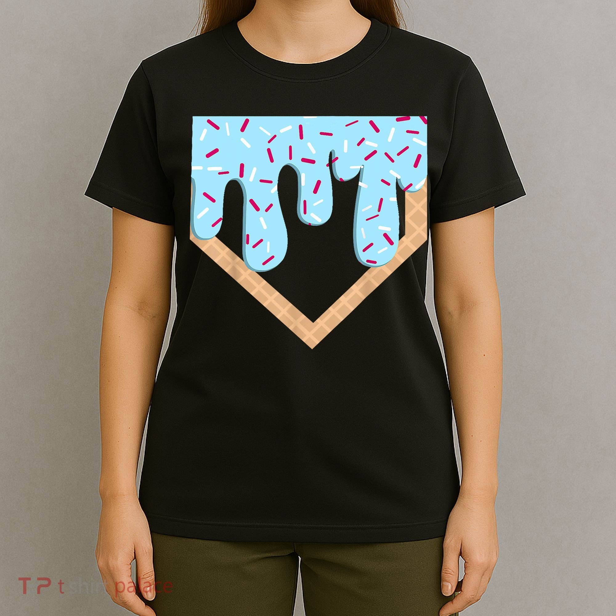 Baseball Ice Cream Dripping Baseball Home Plate Drip  T-Shirt