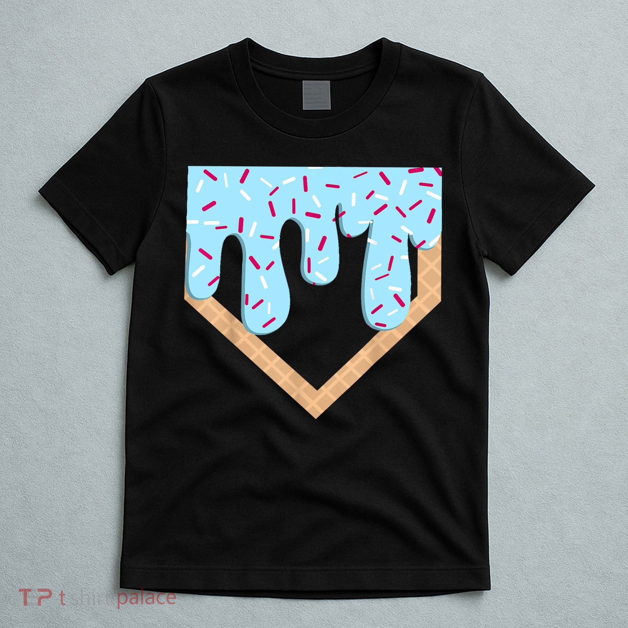Baseball Ice Cream Dripping Baseball Home Plate Drip  T-Shirt