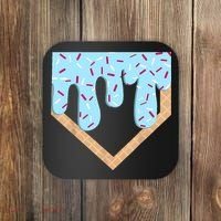 Baseball Ice Cream Dripping Baseball Home Plate Drip  Coaster thumb 0