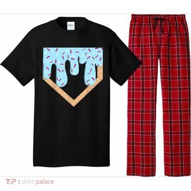 Baseball Ice Cream Dripping Baseball Home Plate Drip  Pajama Set