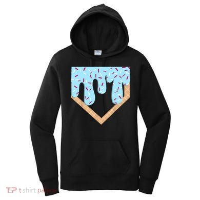 Baseball Ice Cream Dripping Baseball Home Plate Drip  Women's Hoodie