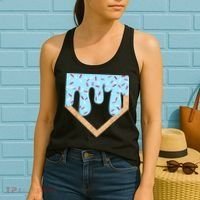 Baseball Ice Cream Dripping Baseball Home Plate Drip  Women's Tank Top thumb 2