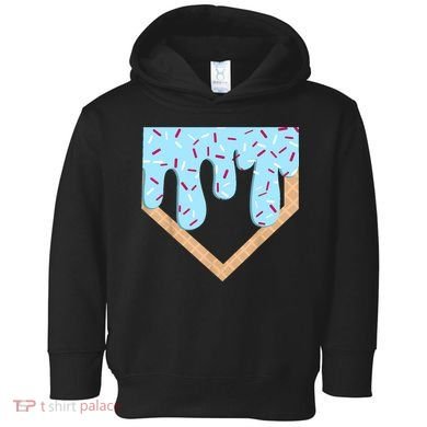 Baseball Ice Cream Dripping Baseball Home Plate Drip  Toddler Hoodie