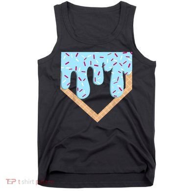 Baseball Ice Cream Dripping Baseball Home Plate Drip  Tank Top