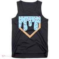 Baseball Ice Cream Dripping Baseball Home Plate Drip  Tank Top thumb 0