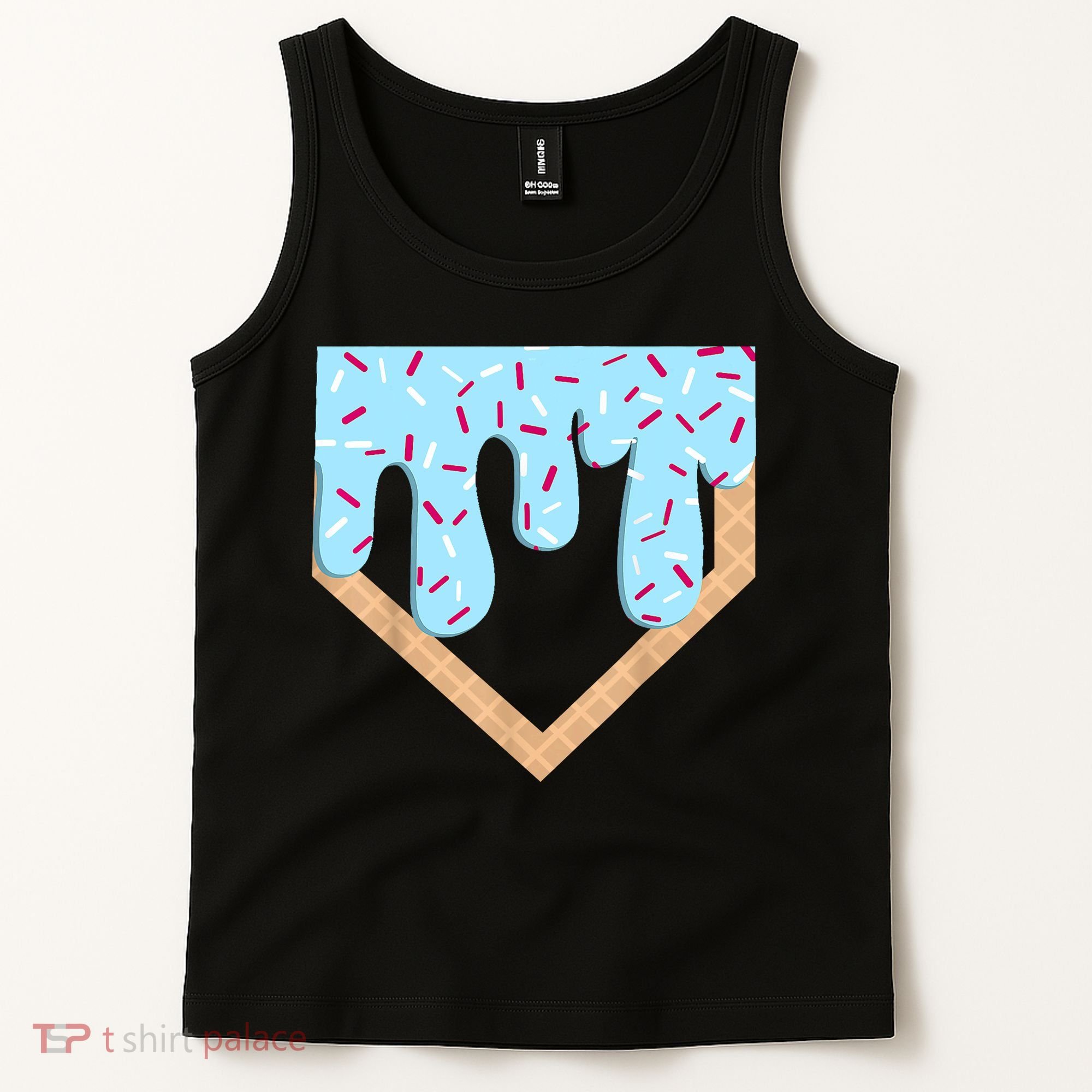 Baseball Ice Cream Dripping Baseball Home Plate Drip  Tank Top